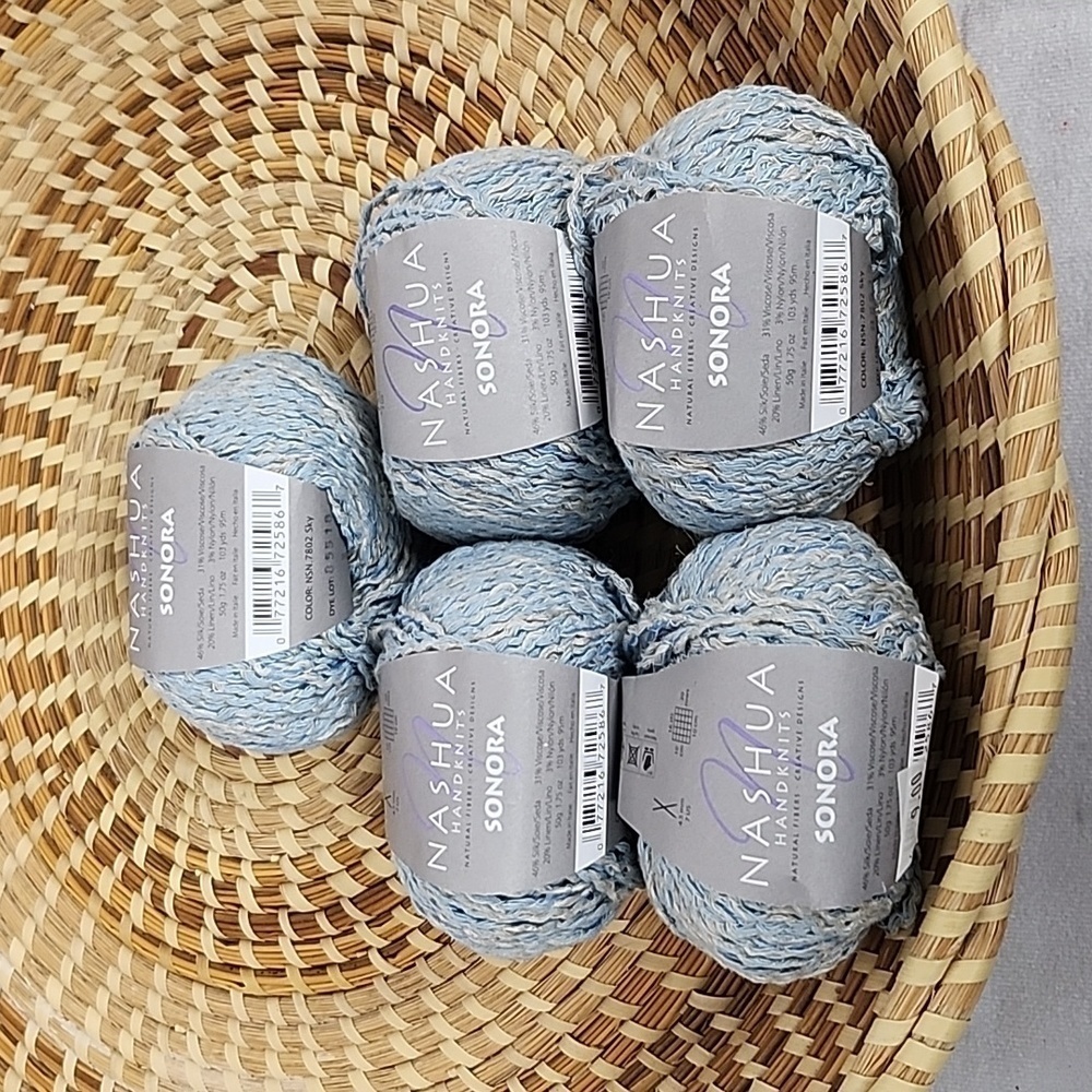 Nashua Sonora 515 Yds 5 Cakes Sky Blue Gray Silk Blend Yarn NWT